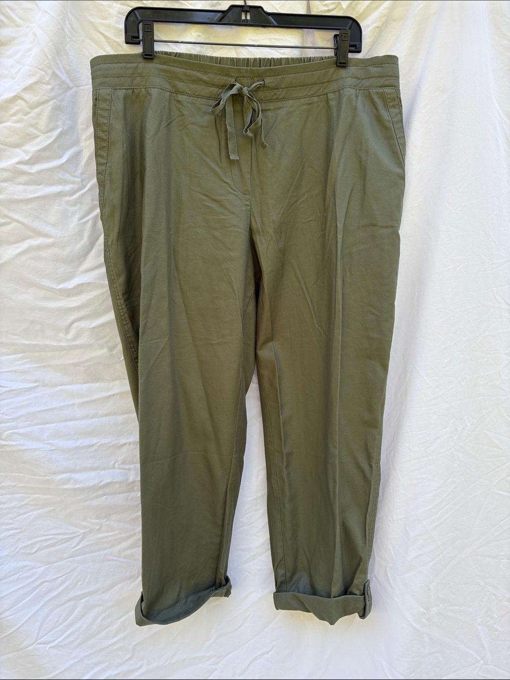 Talbots Olive Pull-On Drawstring Chinos